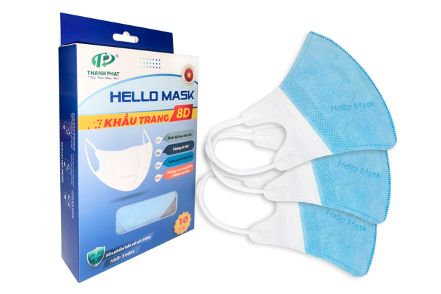 KHẨU TRANG CHO EM BÉ 8D HELLO MASK (6-15 Tuổi - 10 Cái/Hộp )